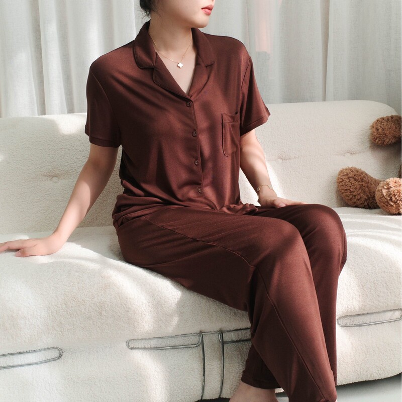 Factory Customized Modal Pajamas Set European and American Style Stretch Modal Home Clothes Set Customized Wholesale Short Sleeves