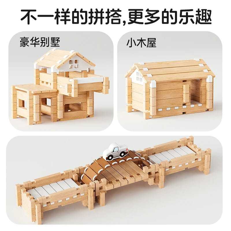 Niños Luban Puzzle Puzzles Niños Niñas Madera DIY Construcción estructura de cabaña juguetes hechos a mano