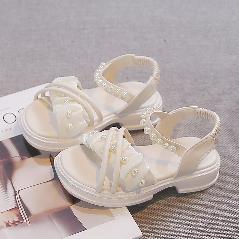 Sandalias de niñas 2026 verano nuevo estilo de moda para niños grandes zapatos de playa de perla plana princesa zapatos zapatos image 7