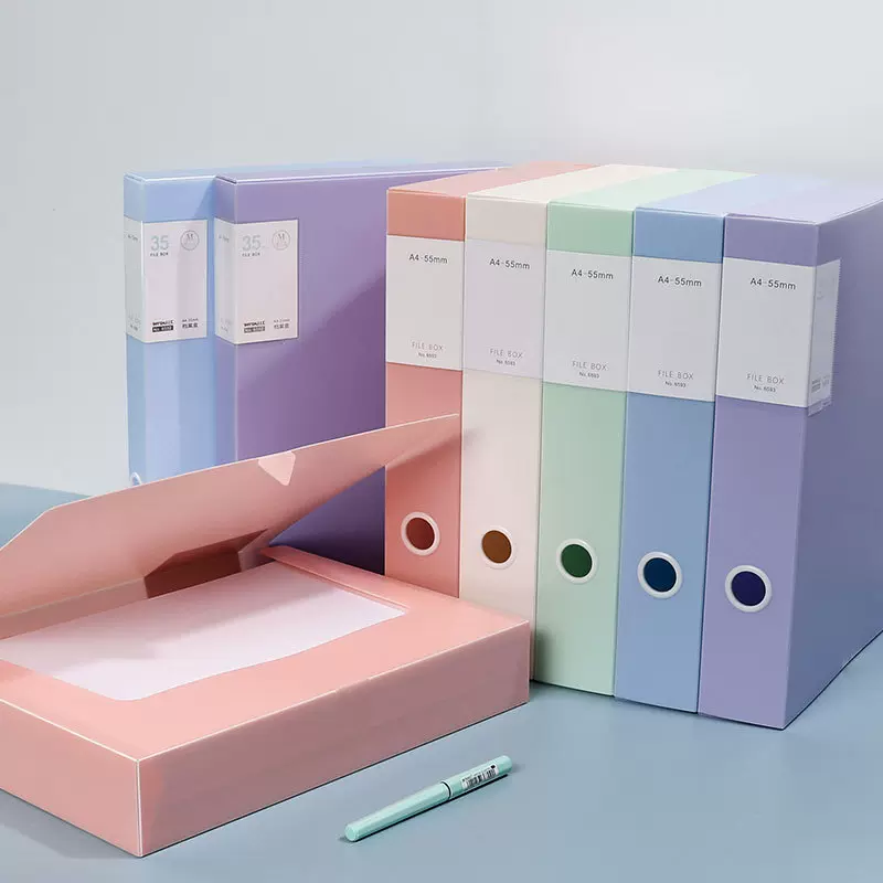 档案盒A4文件资料盒莫兰迪塑料透明彩色文档文件夹办公用品