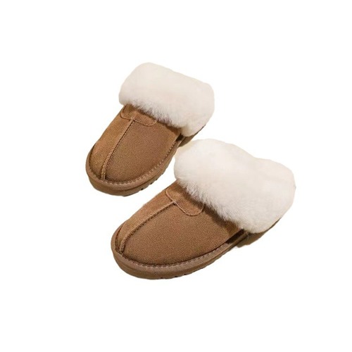 Cross-border 2024 Autumn/Winter New Fleece Cotton Shoes Casual Slippers Home Cotton Docks Foreign Casual Comfort Thick Sole Women's Slippers