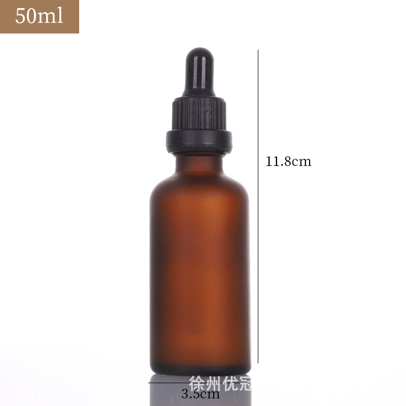 Botella de esencia cosmética portátil a prueba de luz marrón Botella de aceite esencial de vidrio esmerilado sellado cuentagotas