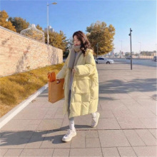 日系奶黄色羽绒棉服女中长款2025冬季新款韩版宽松棉衣保暖外套