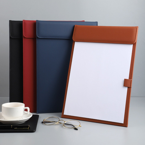 Magnetic suction a4 leather folder file splint writing pad clip file clip office clip file clip signature pad