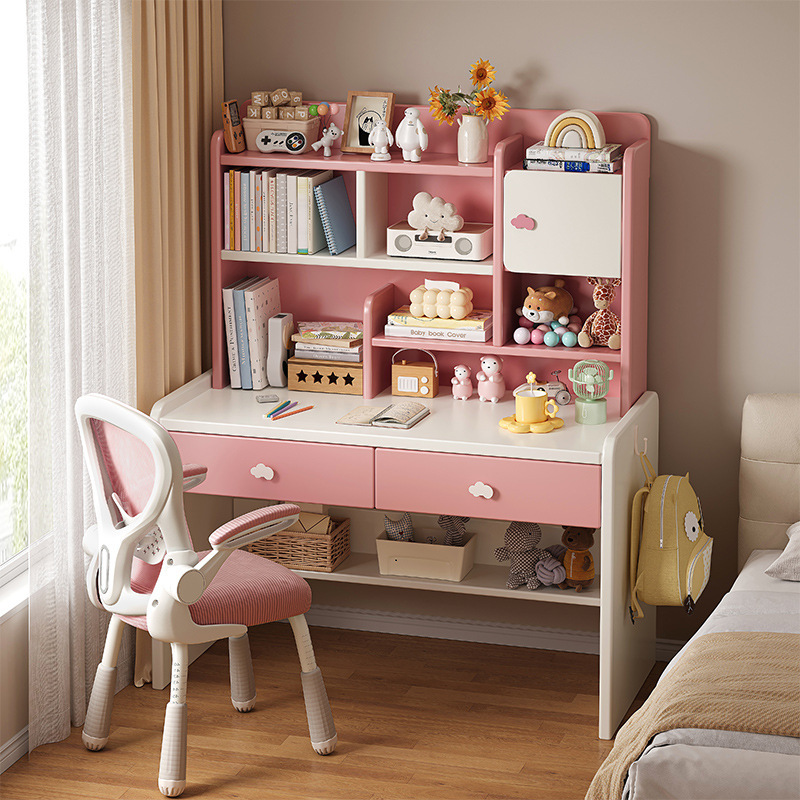 Mesa de escritorio infantil de madera estante de estudio en una mesa de escritorio dormitorio de estudiantes de primaria con set de mesa de escritorio elevadora doméstica