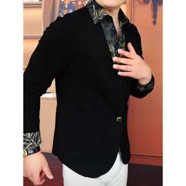 2025秋季薄款衬衫外套假两件男士商务百搭长袖帅气轻奢开衫上衣潮