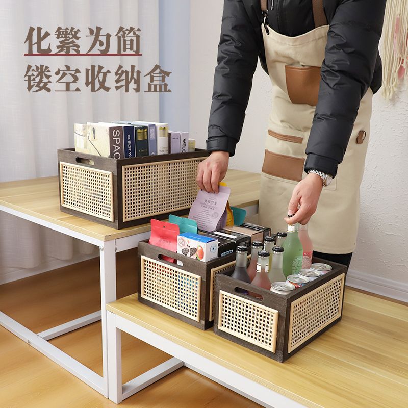 Canasta de escritorio de nuez transfronteriza sala de estar caja de almacenamiento de libros cajón de madera sólida oficina caja de madera