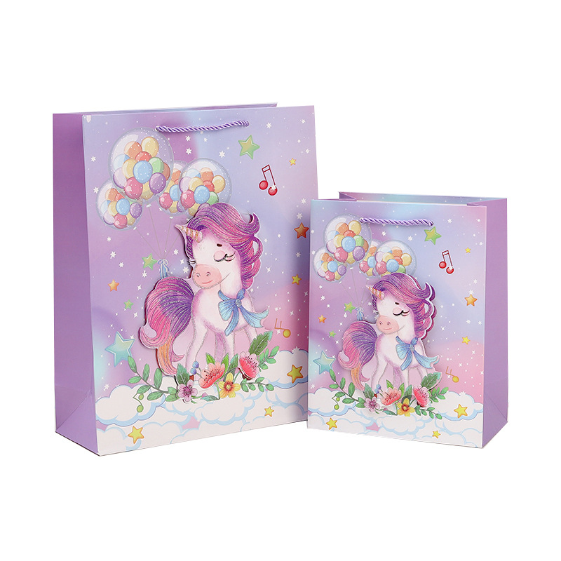 Nueva serie de dibujos animados bolsas de regalo 3D comercio exterior transfronterizo bolsa de tarjeta blanca supermercado tienda de regalos bolsa de papel al por mayor