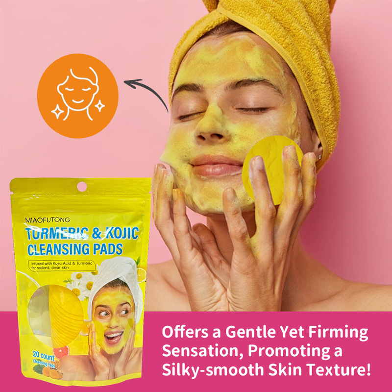 Cross-border European and American Explosions Turmeric Kojic Acid Cleansing Pad Facial Care Deep Cleansing, Exfoliating, Moisturizing and Brightening Cross-border European and American Explosions Turmeric Kojic Acid Cleansing Pad Facial Care Deep Cleansing, Exfoliating, Moisturizing and Brightening