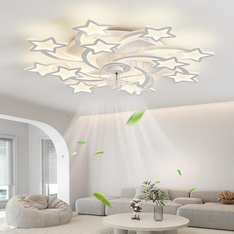 Nueva lámpara de ventilador de techo simple y moderna lujosa lámpara de frente de sala de estar con ventilador eléctrico transfronterizo de frecuencia variable inteligente lámpara de ventilador de techo