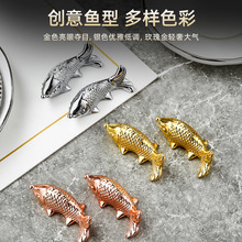锌合金筷子架精致高档金色玫瑰金银色鱼型筷托餐具架工具一人一筷
