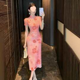 实拍夏季主播服装新中式国风旗袍年轻款少女气质连衣裙足浴技师服