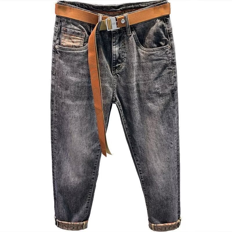 Jeans men's autumn new high-end fashion cropped loose feet Ruan Shuai Korean style casual men's pants cross-border