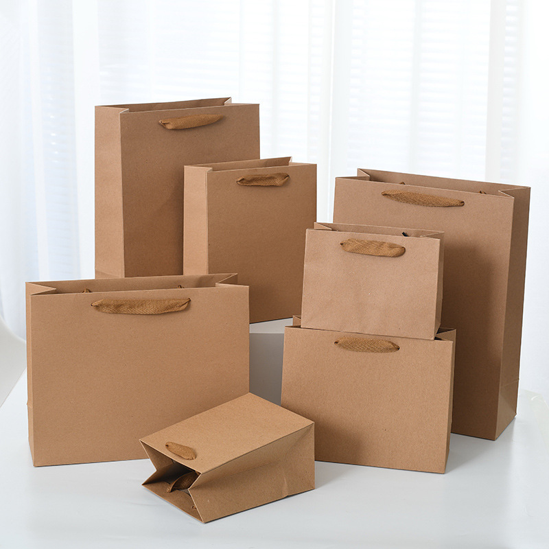 Kraft paper vertical 260g high weight boutique small gift bag horizontal board thickened clothing shopping bag in stock wholesale