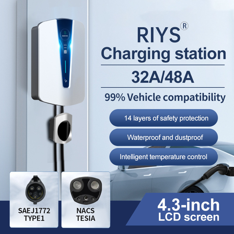 跨境专供美标J1772新能源车充电桩32A/48A家用特斯拉NACS充电桩