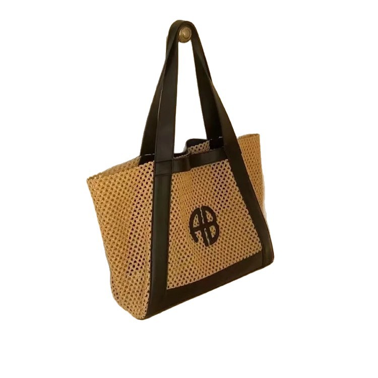 Dropshipping 2025 New Summer Women's Straw Woven Large Capacity Tote Bag Handbag Shoulder Crossbody Travel Bag - Thumbnail 5