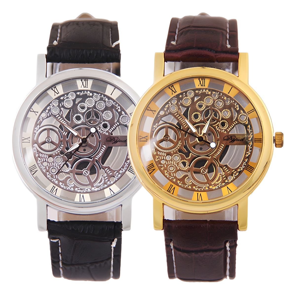 Manufacturer Wholesale Korean Style Non-Mechanical Watch Men's Quartz Watch Double-Sided See-Through Hollow Watch Men's Design Large Dial