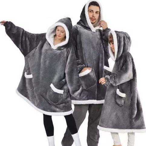 套头抓绒睡衣保暖电视毯户外防寒睡袍情侣装卫衣抓绒保暖衣