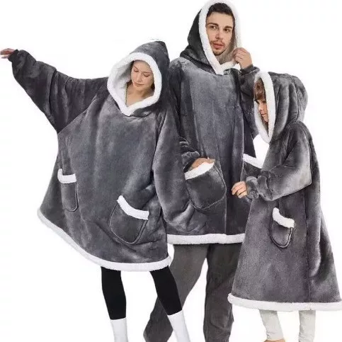 Pullover Fleece Pajamas Warm TV Blanket Outdoor Cold-proof Nightgown Couple Clothing Fleece Warm Clothes