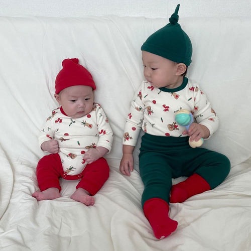 24 autumn and winter new baby jumpsuit ins style infant Christmas clothing set baby baby clothes three-piece set