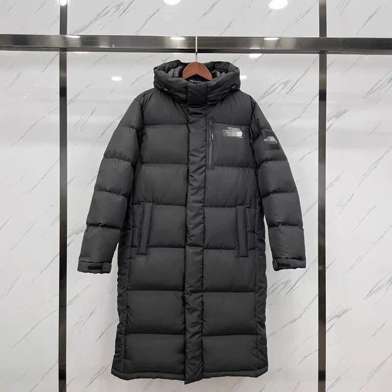 High Version North Face Long down Jacket over the Knee Hooded White Duck down Jacket Winter Warm Windproof and Coldproof for Men and Women