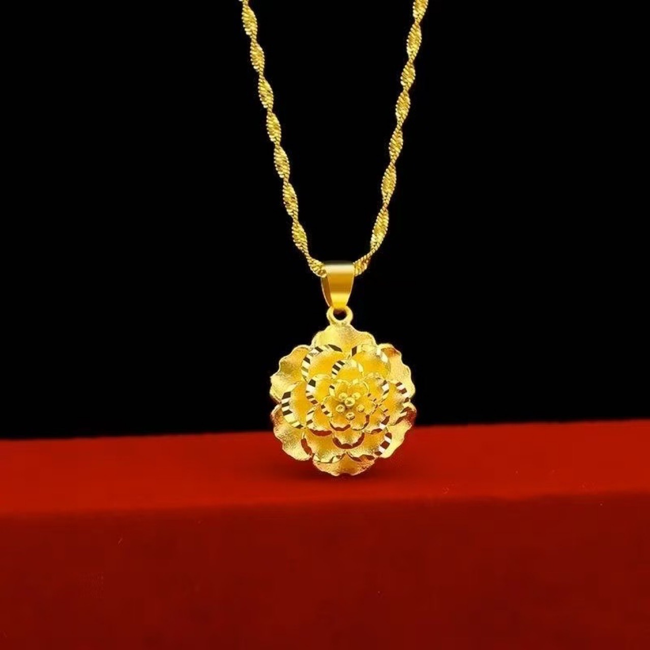 Vietnam sand gold women's peony flower pendant Japanese and Korean fashion gold-plated sandblasting floral pendant live supply wholesale women