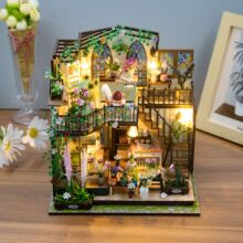 弘达diy小屋达西花房3d立体拼装双层建筑模型成人解压玩具送礼物