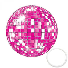 跨境网红时尚小圆镜 粉色迪斯科球口袋镜 旅行便携金属化妆镜批发