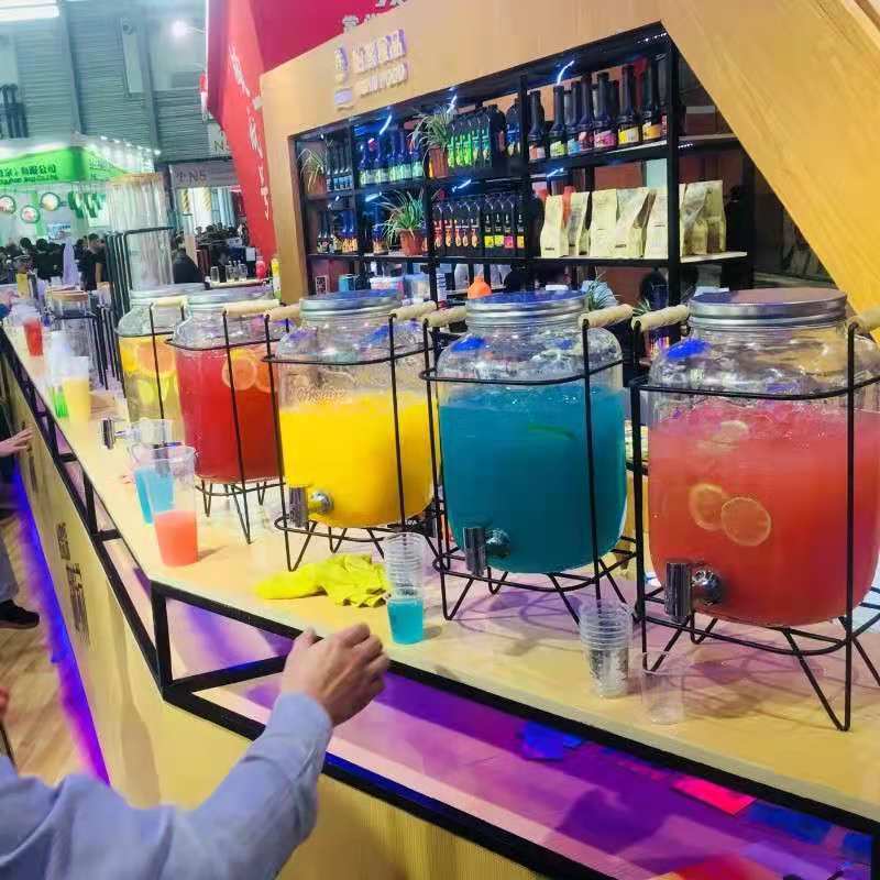 带龙头冷饮可乐桶冷水壶自助餐果汁桶玻璃饮料罐夏季大容量酵素桶