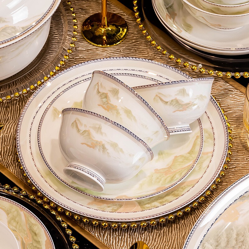 Single Bowl and Plate Set for Home Use, 2026 New Model, High-Quality Ceramic Tableware, Fresh and Elegant, Bowls, Plates, Chopsticks, and Utensils
