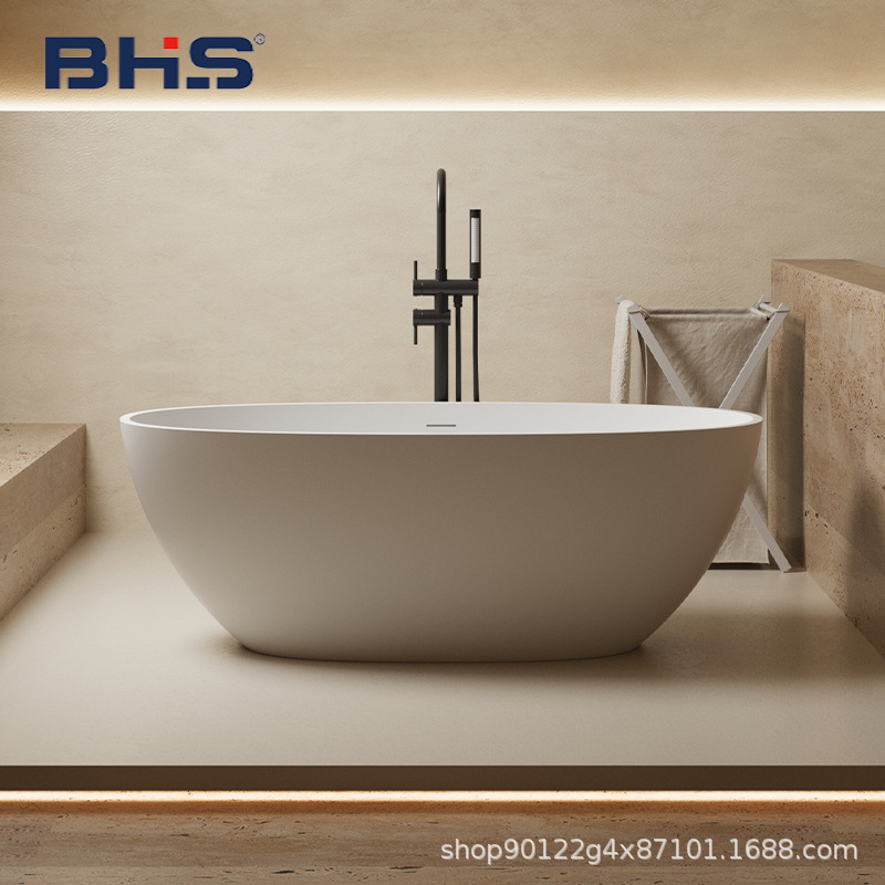 Acrylic Artificial Stone Bathtub Home Small Apartment Shower Kidsren Adult Oval Couple Hotel Accessible Luxury Bubble Ins