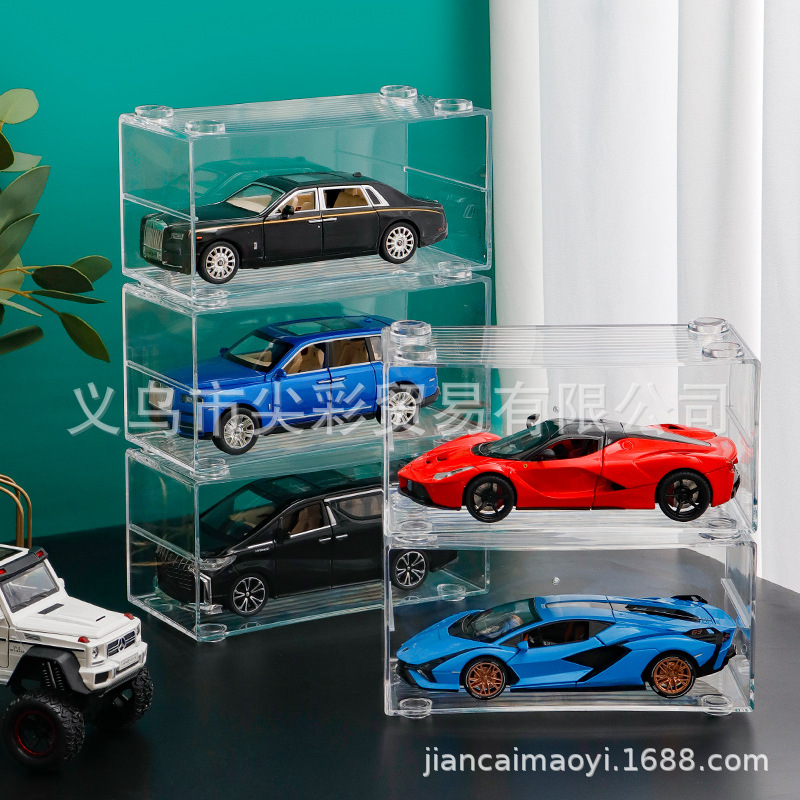1:24自動車モデル展示ボックス透明防塵子供合金車モデル収納ショーケースオーバーレイ可能ディスプレイキャビネット|undefined
