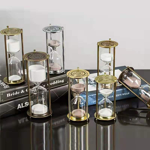 Retro metal hourglass 1917 crown glass hourglass timer gift ornaments home decoration gifts crafts