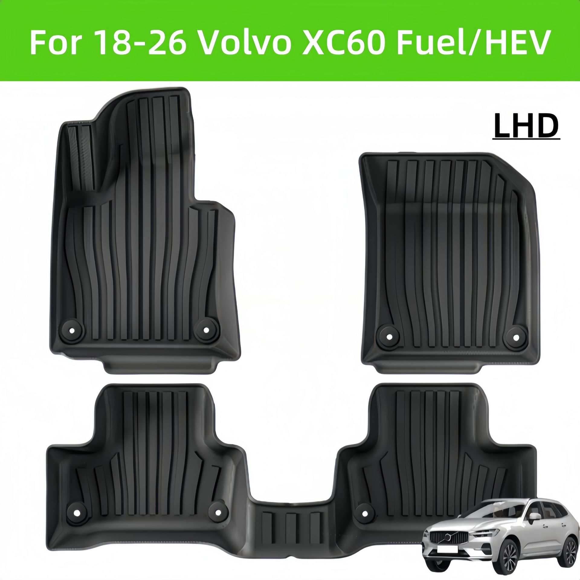 For18-26 Volv XC60 Fuel/HEV TPE Car Floor Mat/Rear Trunk Mat