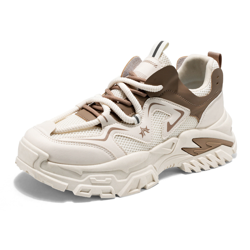 Zapatos deportivos de malla transpirable para hombre, modernos y versátiles, con suela gruesa para aumentar la altura, ideales para correr y deportes casuales.