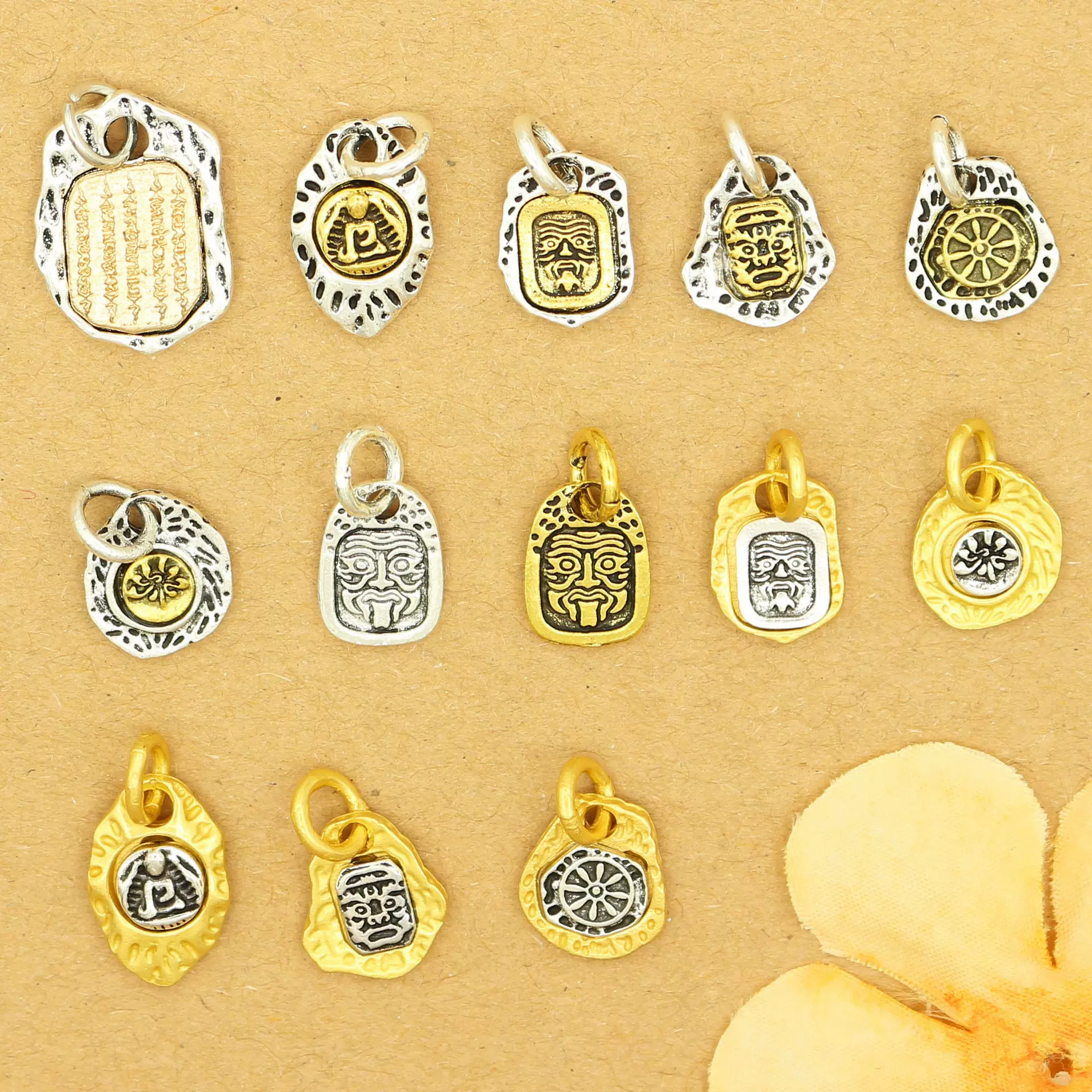 藏银饰品扎基拉姆做旧藏元素玩白哈尔王吊坠 diy文玩手串项链配件