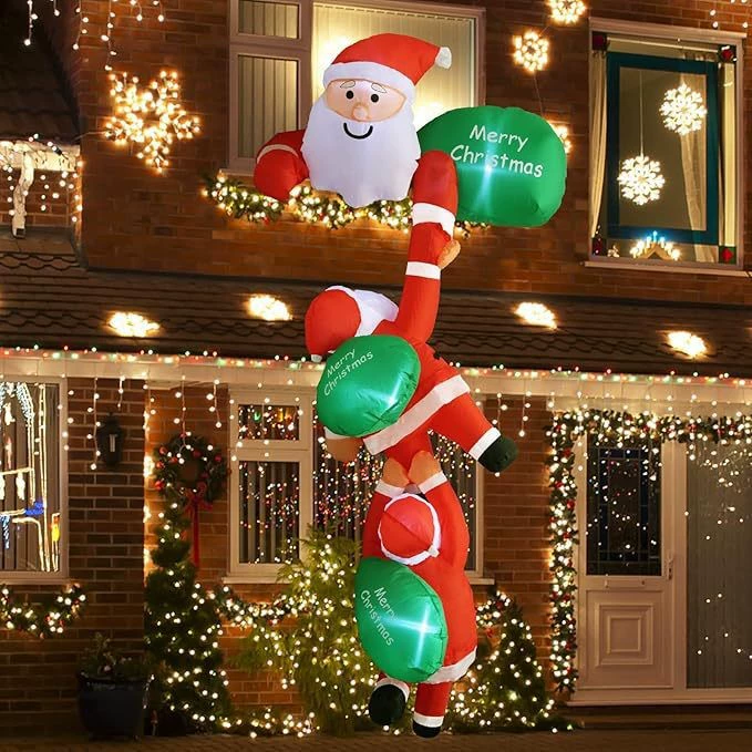 В наличии Amazon Рождественская надувная модель трех стариков, карабкающихся по стенам, украшение для открытого двора, светодиодные светящиеся украшения.
