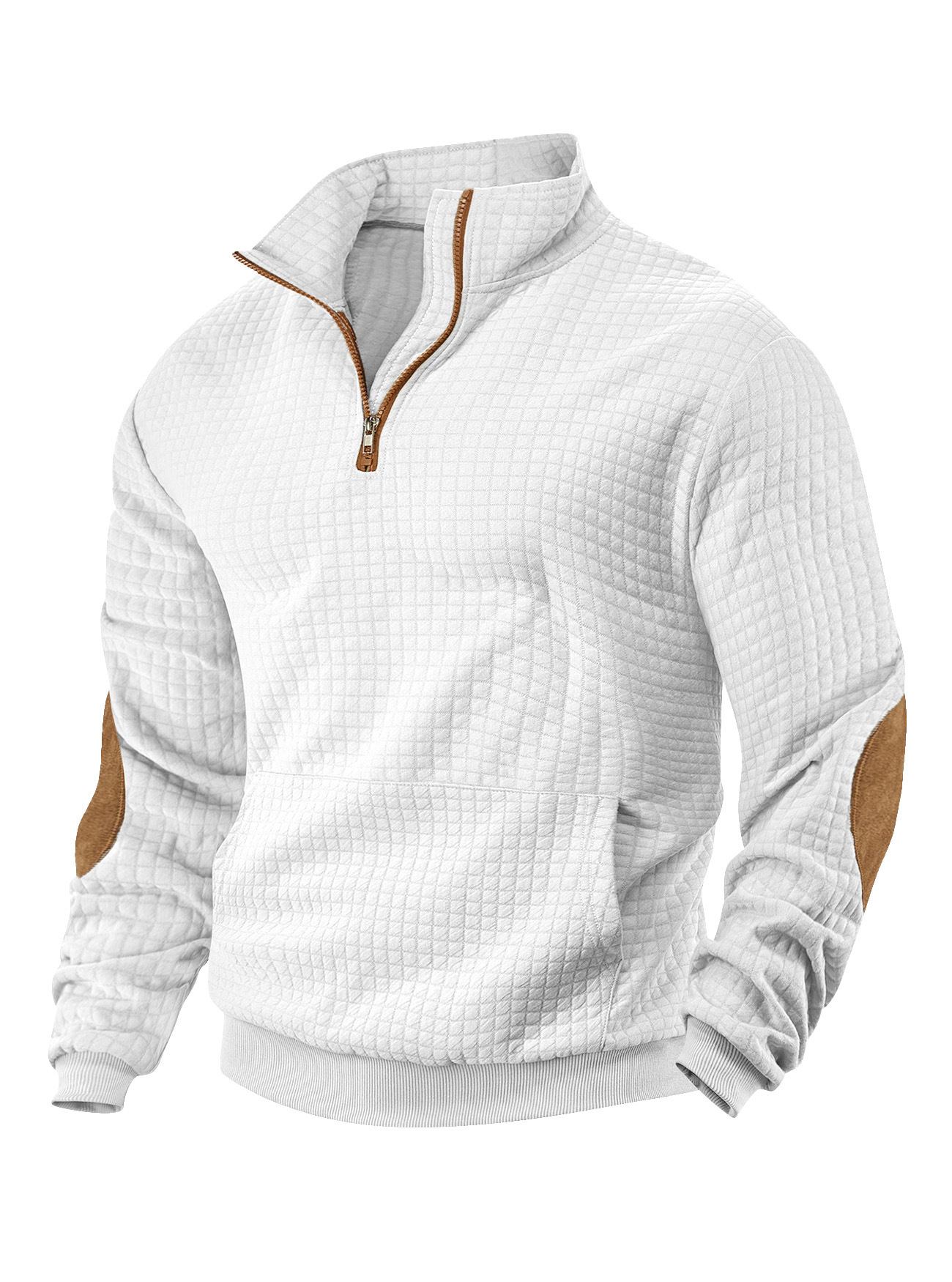 Europa y los Estados Unidos TK cross-border casual chaqueta deportiva Amazon Jacquard cuadrado pequeño cuello medio cremallera chaqueta waffle para hombre