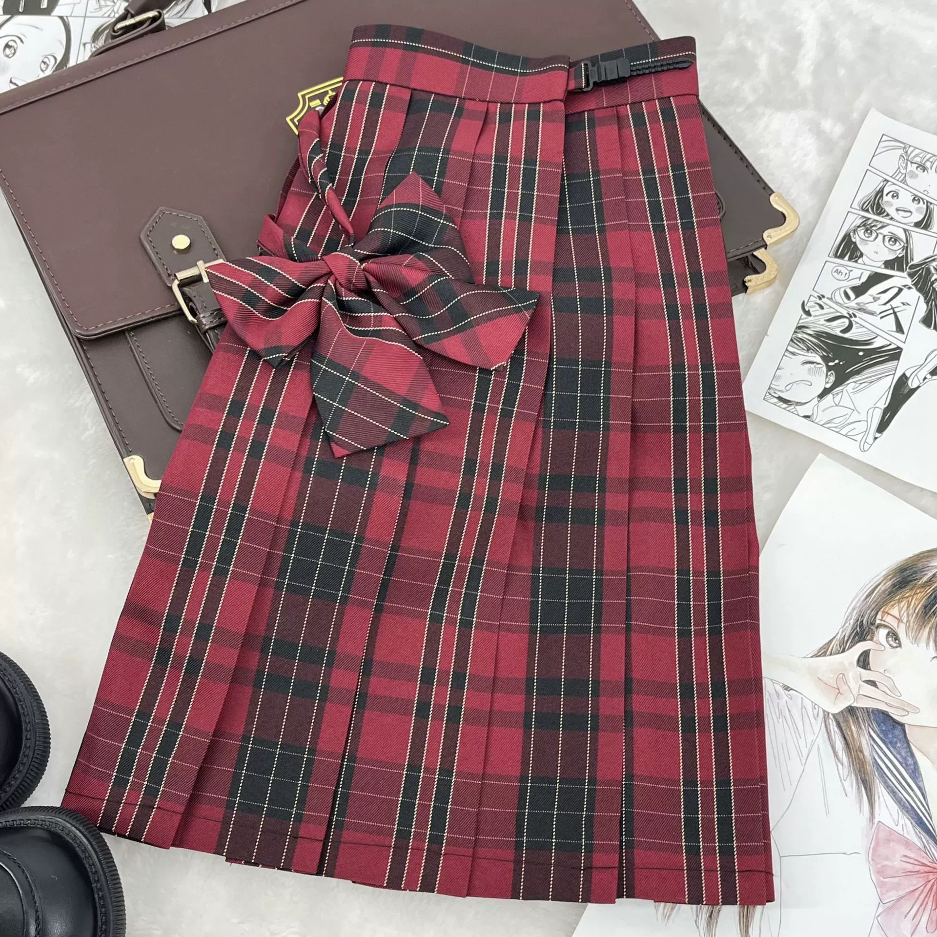 [Fei Ye] JK униформа юбка в стиле академии красная плиссированная юбка в клетку