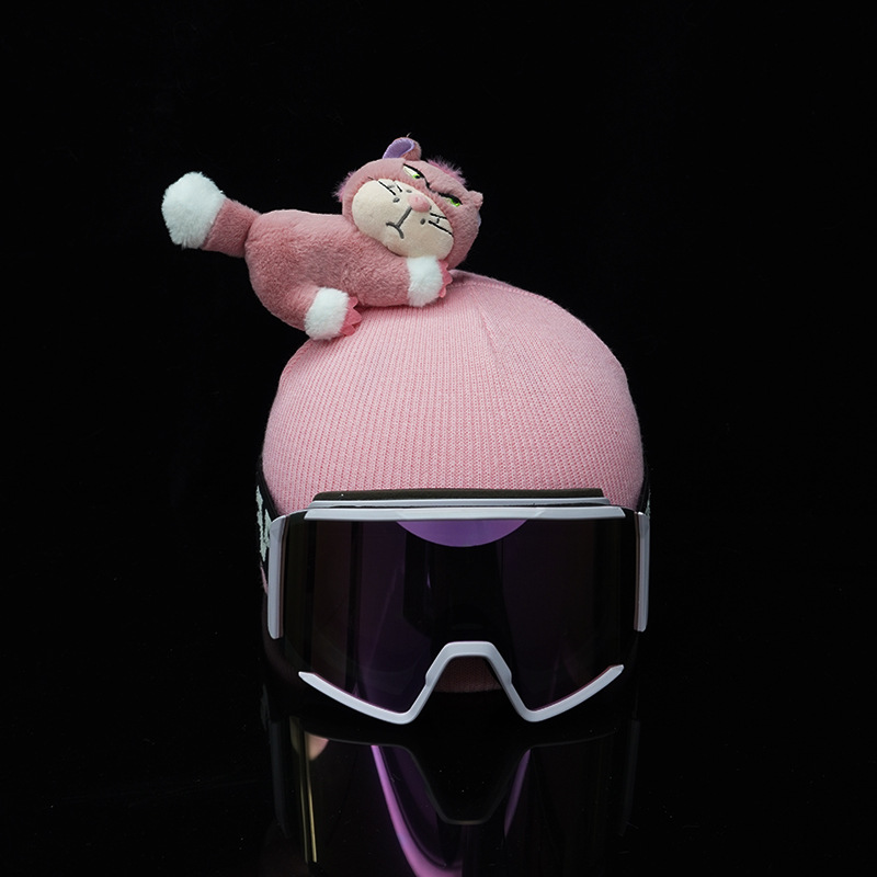 Accessories Cartoon Cute Decorations Pink Side-Lying Lucifer Doll Skiing Skating Helmet Snow Helmet Creative Versatile