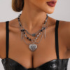 Small design accessory, pendant with tassels heart-shaped, universal necklace, European style