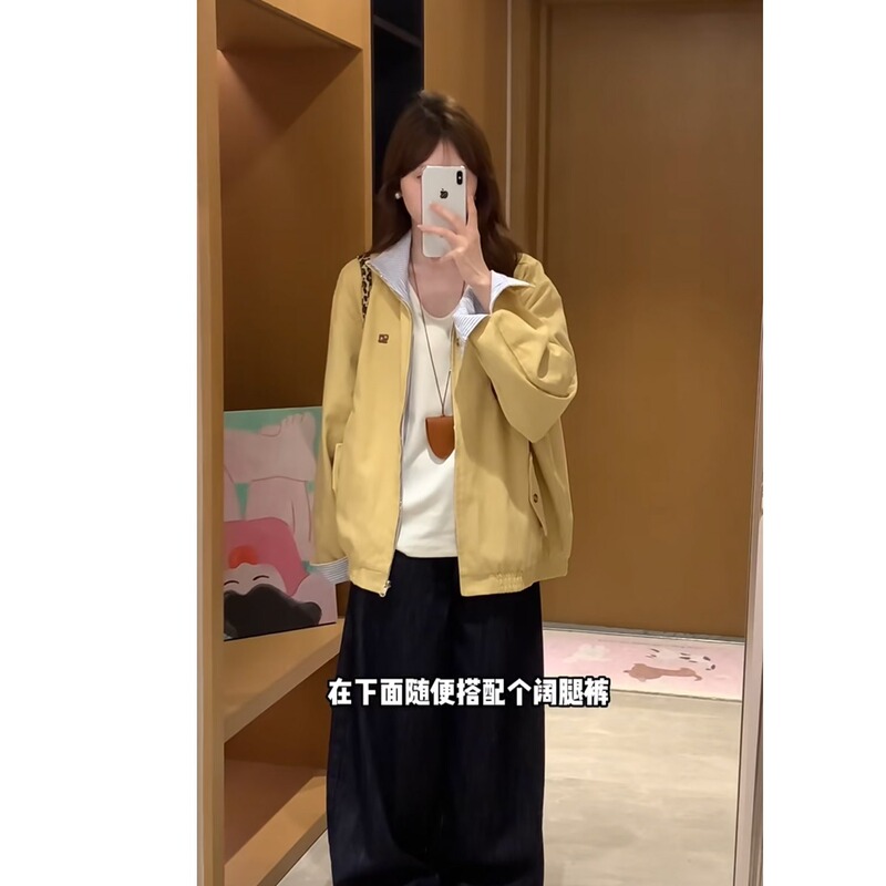 2025新款春秋美式韩版两面穿做旧哈灵顿夹克正反穿宽松外套男女潮|undefined