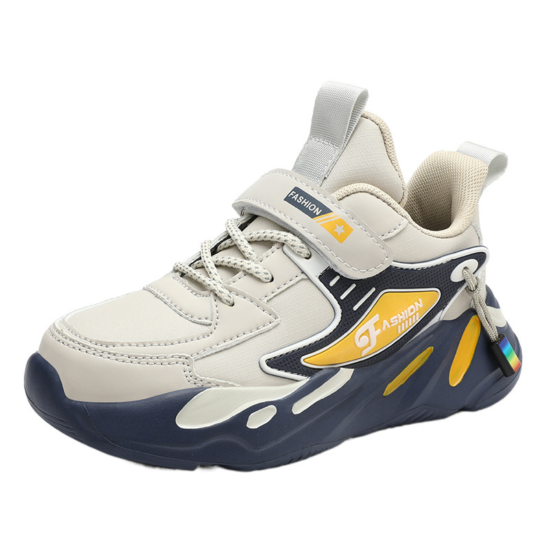 Zapatos deportivos para niños con suela gruesa zapatos casuales para niños 2022 nuevo otoño invierno impermeable zapatos de cuero para niños