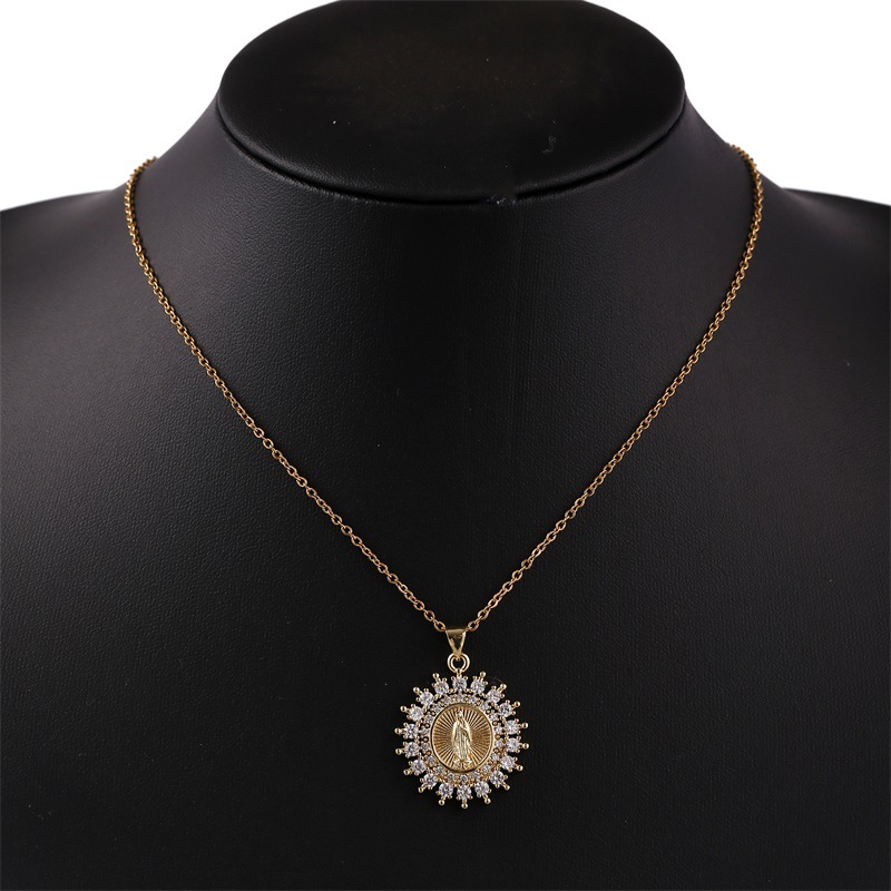 creative copper inlaid zirconium Virgin Mary necklace wholesale nihaojewelry