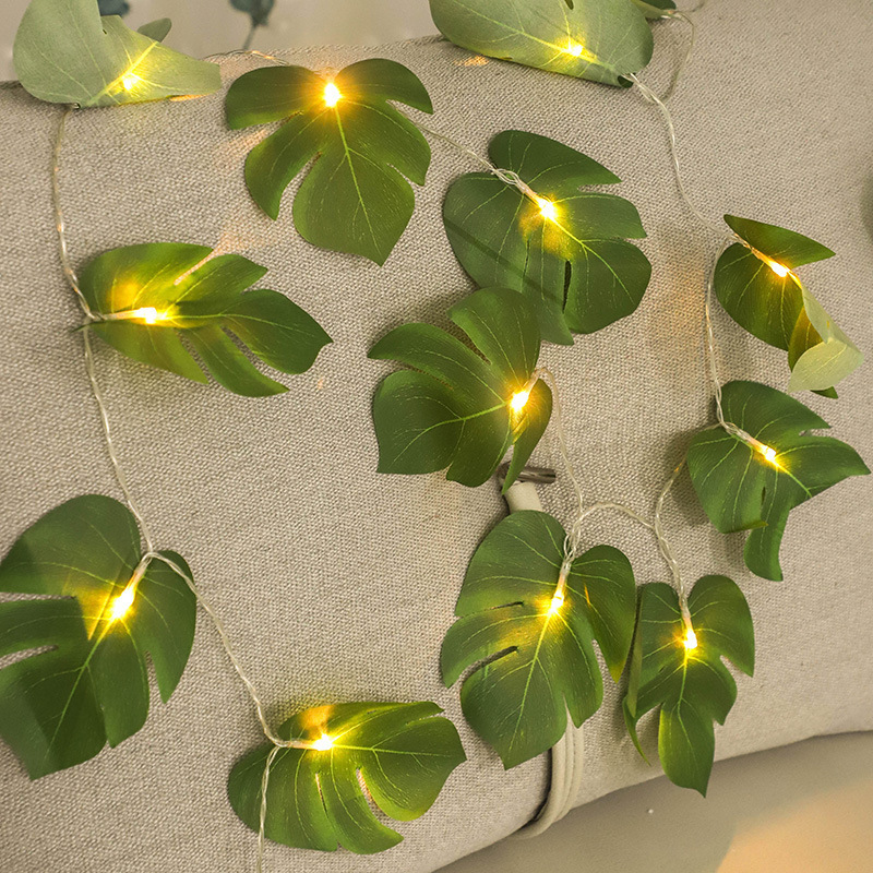Cross-border new led turtle leaf light string simulation green leaf battery light home window color light string holiday decoration light