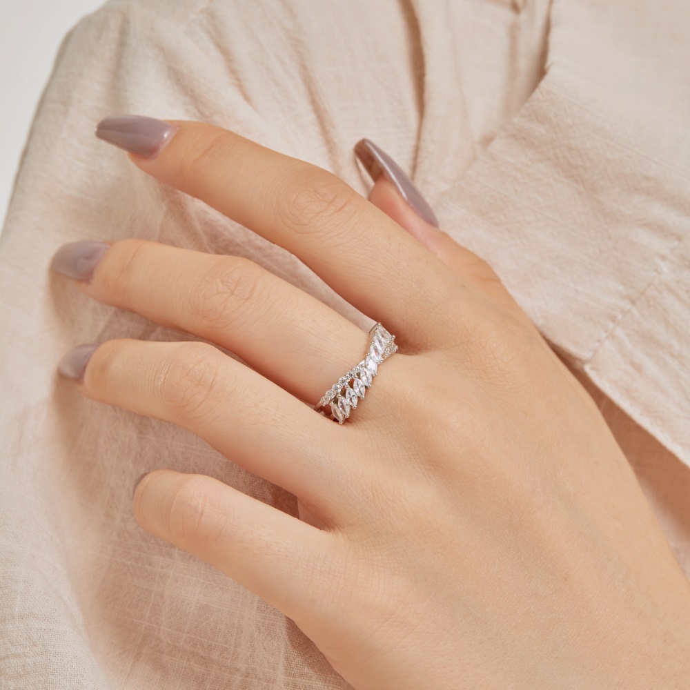 6g Weight Zircon Inlay Material Rings Classification 5, 9, Adjustable Ring Size 1 Piece Quantity Holiday, Daily Occasion 925 Sterling Silver Material Geometric Pattern Women's Gender Plating, Inlay Design Basic, Modern Style, Classic Style Style 925 Sterling Silver Zircon Geometric Rings 34