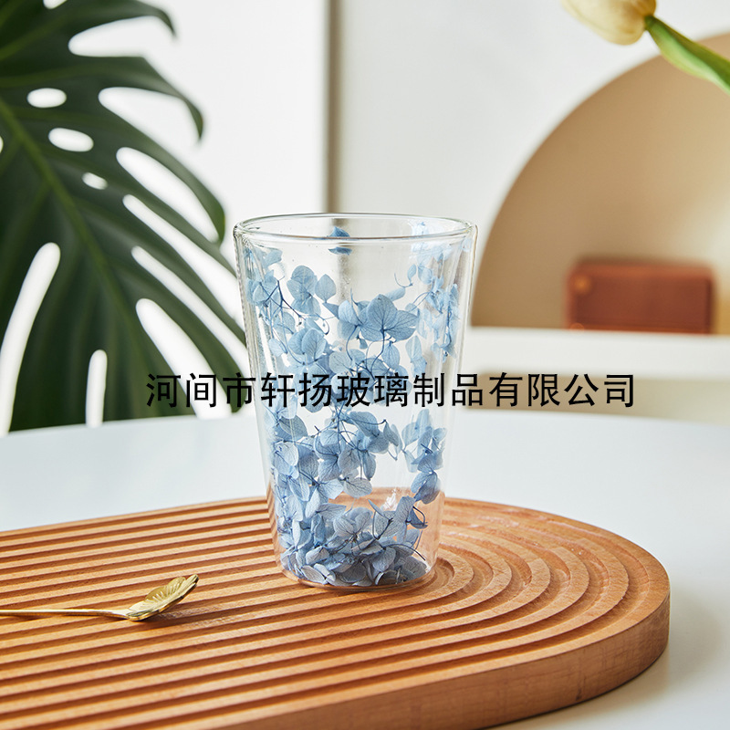 真花二重グラス卸売りネット赤女子家庭用ジュースカップ高ホウ素シリコン断熱真花二重グラス|undefined