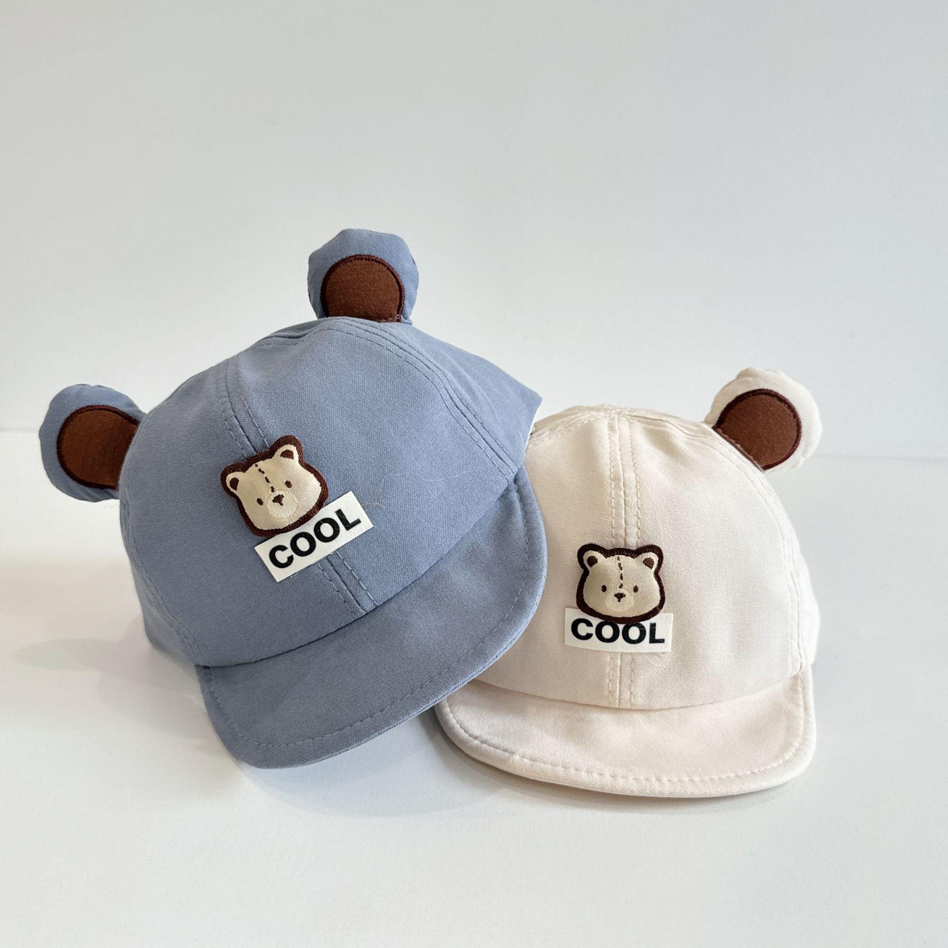 Sombreros para bebés primavera y otoño sombreros para niños y niñas coreanos lindos osos gorras de bisel blando sombreros de béisbol para niños