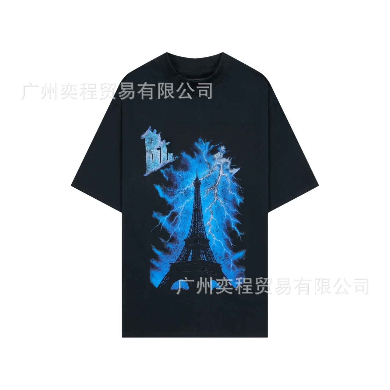 埃菲塔铁塔雷电短袖黑色