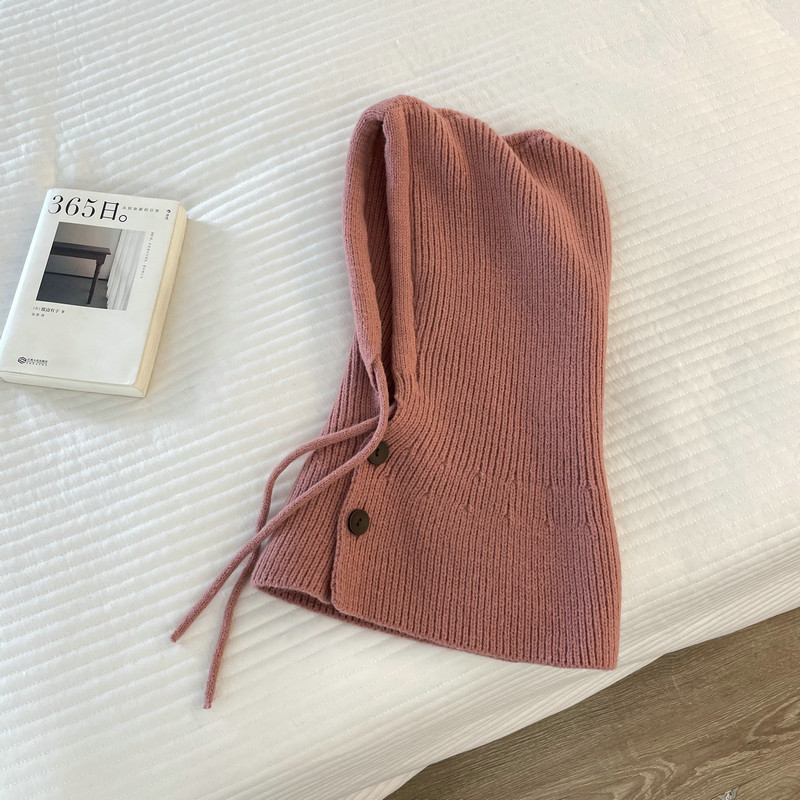 161g Weight Wool Cap Hats Type Holiday, Daily Occasion yarn, Polyester Material Solid Color Pattern Autumn&Winter Season Women's Gender Simple Style, Classic Style Style Eaveless Rim Balaclava Women's  Winter Warm Hat Scarf Integrated Knitted Earflaps Woolen Cap High Sense 8